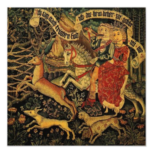 Vintage Deutsche Mittelalterliche Renaissance Lieb Fotodruck (Vorne)