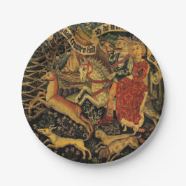 Vintage Deutsche Mittelalterliche Renaissance Lieb Pappteller