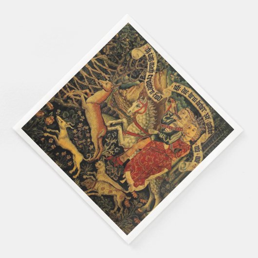 Vintage Deutsche Mittelalterliche Renaissance Lieb Serviette (Ecke)