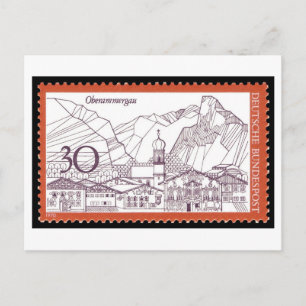 Vintage deutsche Oberammergau-Briefmarke 1970er Ja Postkarte