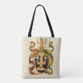 Vintage deutsche Rot- und Grüne-Jungfrau-Wappen Tasche (Rückseite)