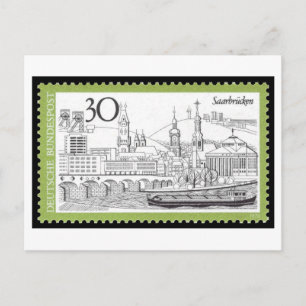 Vintage Deutsche Saarbrucken Briefmarke 1970er Postkarte