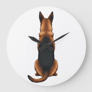 Vintage Deutsche Schäferhund Rückansicht Hund Illu Große Wanduhr