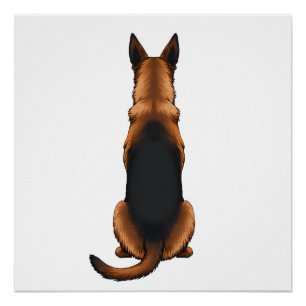 Vintage Deutsche Schäferhund Rückansicht Hund Illu Poster
