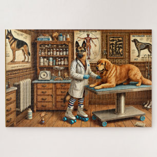 Vintage Deutsche Schäferhund Tierarzt Retro Hundek Puzzle