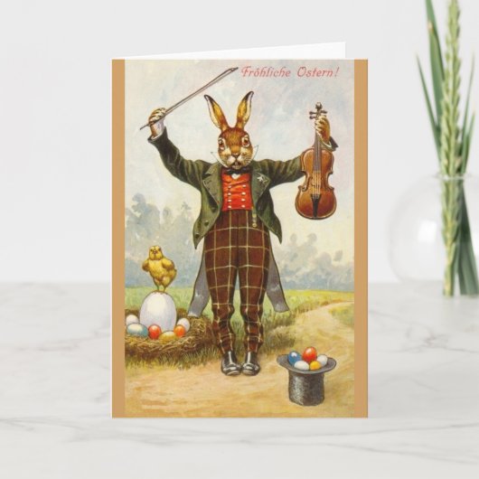 Vintage deutsche Violinistin Osterkarte Feiertagskarte (Vorderseite)
