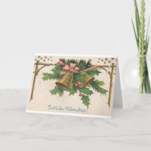 Vintage deutsche Weihnachtsbell-Gruß-Karte Feiertagskarte