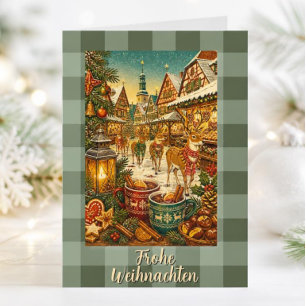 Vintage Deutsche Weihnachtsmarkt Karte