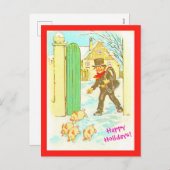 Vintage deutsche Weihnachtspostkartenkopie Boy & S Feiertagspostkarte (Vorne/Hinten)