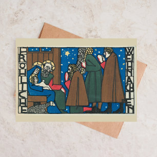 Vintage deutsche Weihnachtsszene Kunst Weihnachtsk Feiertagskarte