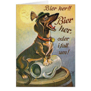 Vintage - Deutscher Dachshund bestellt Bier,