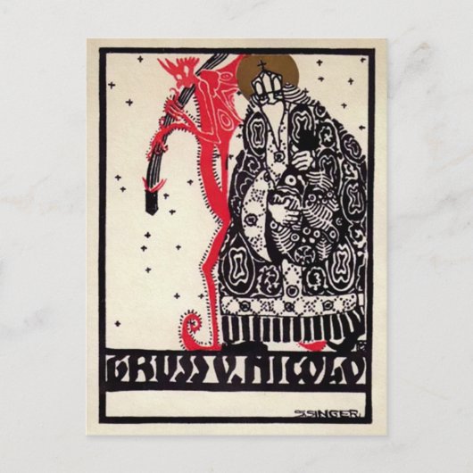 Vintage deutscher Krampus Postkarte (Vorderseite)