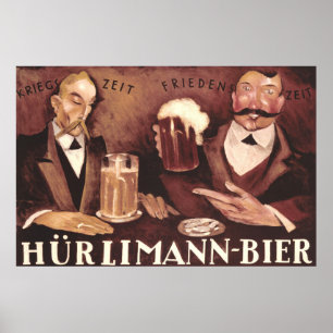 Vintage deutsches Bierbar-Pub-Art-Poster Hurlimann Poster