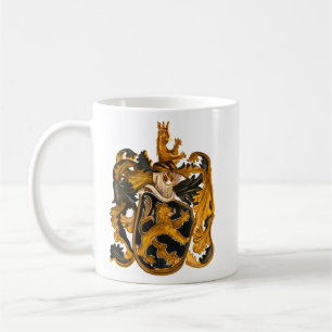 Vintage deutsches braunes und goldenes Leo-Wappen Kaffeetasse