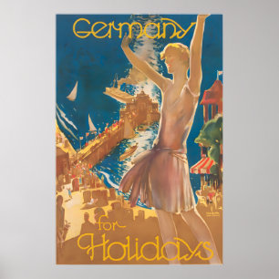 Vintage deutsches Poster Deutschland für Feiertage