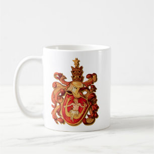Vintage deutsches rotes und goldenes Wassermann-Wa Kaffeetasse