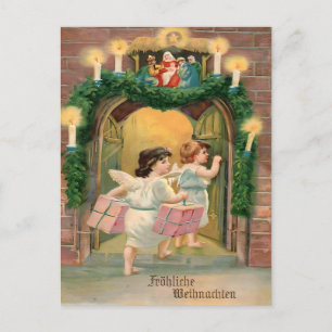 Vintage deutsches Weihnachten - Engel und Weihnach Postkarte