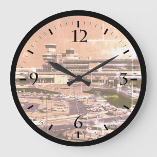 Vintage Deutschland Berlin Flughafen Tegel Großer Große Wanduhr