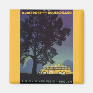 Vintage Deutschland, gelber Bus in der Nacht, Reis Magnet