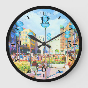 Vintage Deutschland München Stadttor Karistor Große Wanduhr