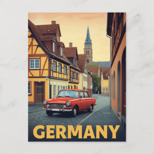 Vintage Deutschland rotes Auto Reiseposter Kunst Postkarte