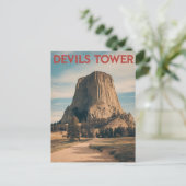 Vintage Devils Tower Postkarte (Stehend Vorderseite)
