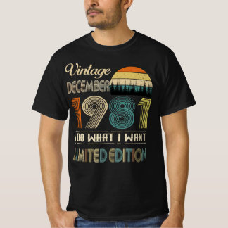 Vintage Dezember 1981 T-Shirt Retro-Stil Geburtsta