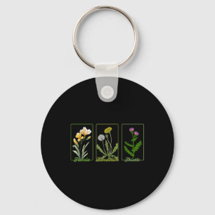 Vintage dezente Blumen Freesie Löwenzahn Distel Schlüsselanhänger