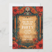💀 🎉 Vintage Día de Muertos Party Einladung (Vorderseite)