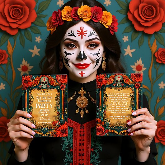 💀 🎉 Vintage Día de Muertos Party Einladung