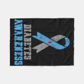 Vintage Diabetes-Bewusstsein Blau Und Grau Band Fleecedecke (Vorderseite (Horizontal))