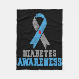 Vintage Diabetes-Bewusstsein Blau Und Grau Band Fleecedecke
