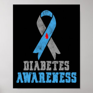 Vintage Diabetes-Bewusstsein Blau Und Grau Band Poster