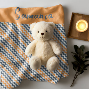 Vintage diagonale geometrisch orange-graue Bezeich Fleecedecke