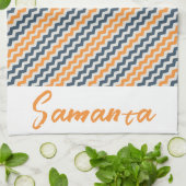 Vintage diagonale geometrisch orange-graue Bezeich Geschirrtuch (Gefaltet)