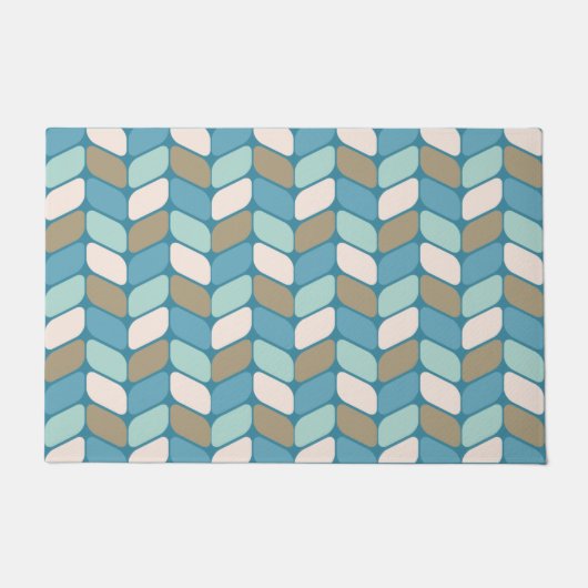 Vintage Diagonalrechtecke hellblau-weiß Fußmatte (Vorderseite)