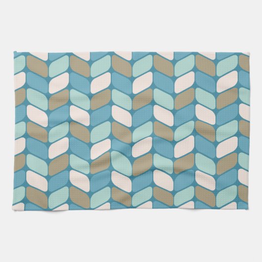 Vintage Diagonalrechtecke hellblau-weiß Geschirrtuch (Horizontal)
