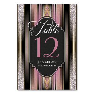 Vintage-Diamant-Rosa-Hochzeitstisch-Nummern-Karten Tischnummer