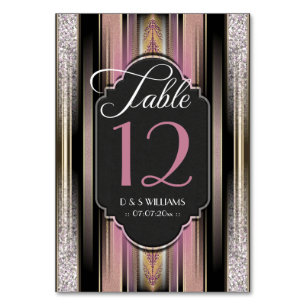 Vintage-Diamant-Rosa-Hochzeitstisch-Nummernkarte Tischnummer