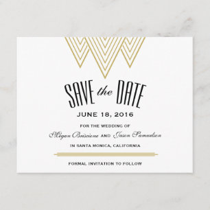Vintage-Diamant-Schwarz und Gold Save The Date