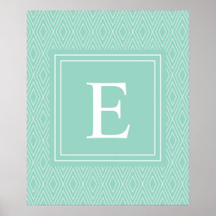 Vintage Diamanten Weiß Aquamarin Türkis Poster