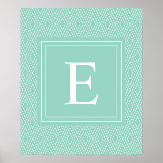 Vintage Diamanten Weiß Aquamarin Türkis Poster