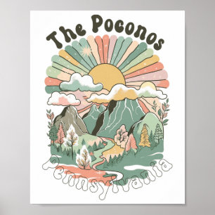 Vintage Die Poconos Pennsylvania Berge Wandern Poster