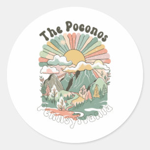 Vintage Die Poconos Pennsylvania Berge Wandern Runder Aufkleber