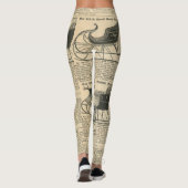 Vintage Digital Newsprint Zeitungs-Musterfrauen Leggings (Rückseite)