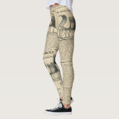 Vintage Digital Newsprint Zeitungs-Musterfrauen Leggings (Links)