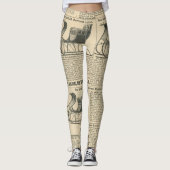 Vintage Digital Newsprint Zeitungs-Musterfrauen Leggings (Vorderseite)