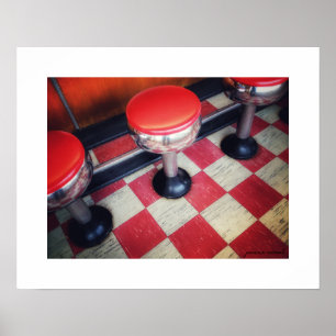Vintage-Diner-Barhocker-Poster-Druck Poster
