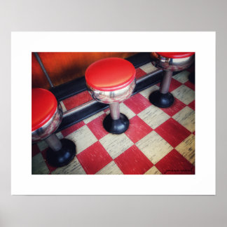 Vintage-Diner-Barhocker-Poster-Druck Poster