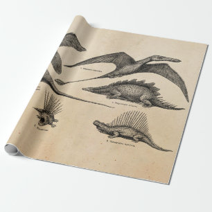 Vintage-Dinosaur-Illustration Retro-Dinosaurier Geschenkpapier